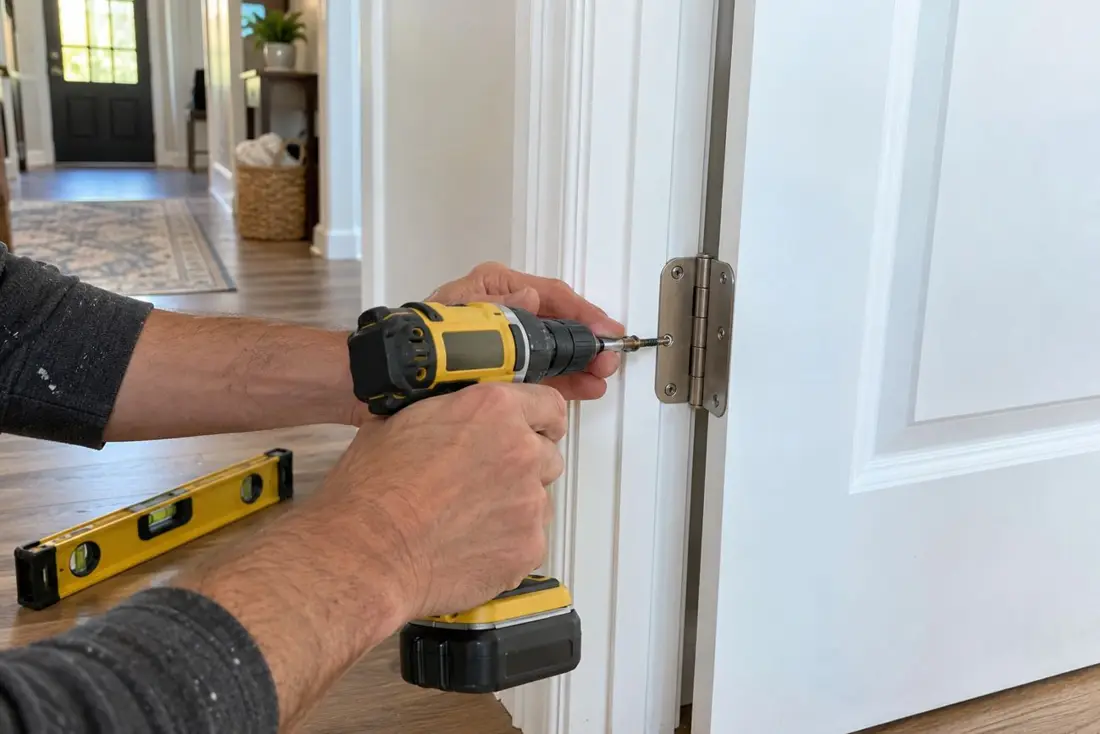 Example illustration of a door hinge being adjusted