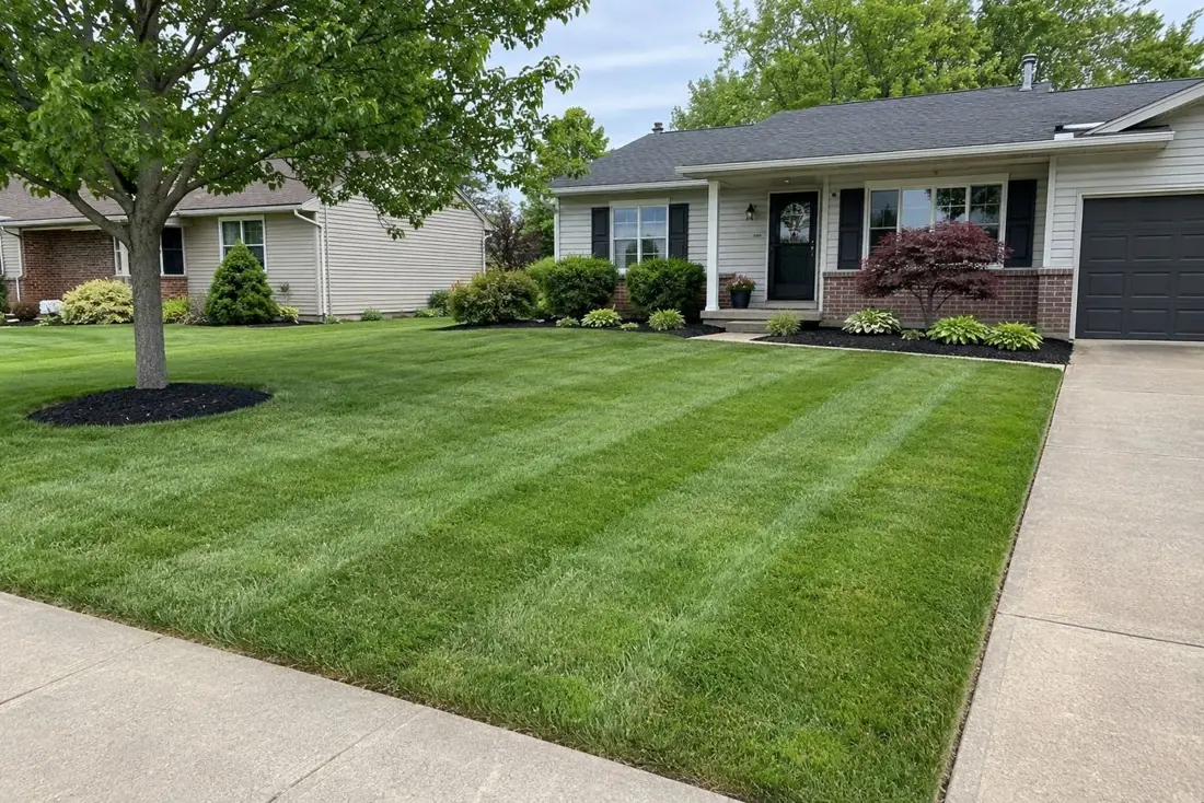 Example illustration of a mowed and edged lawn