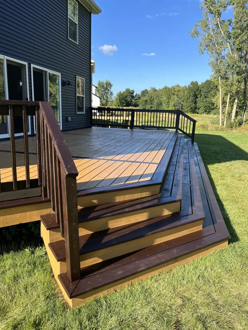 New two-tone deck with wraparound steps, by Greg
